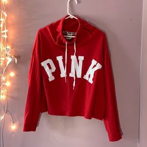 Vs Pink Red Cowl Neck Sweatshirt